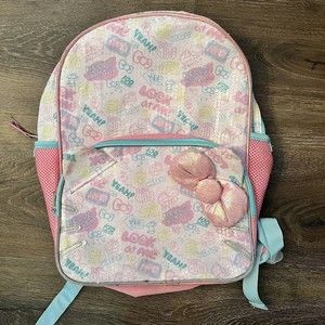 Hello Kitty Backpack 16" Kids School Reflective Inserts Pink Sequin Girls Bow